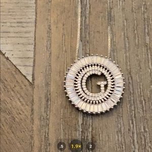 Silver Sunburst Initial Necklace Letter G